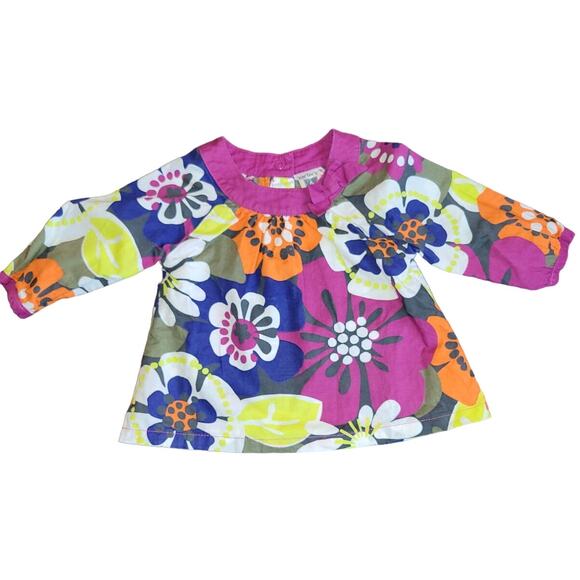 CARTER'S Colorful Floral Mod Groovy 100% Cotton Girl's Shirt Dress Size 6 mo - Picture 1 of 9